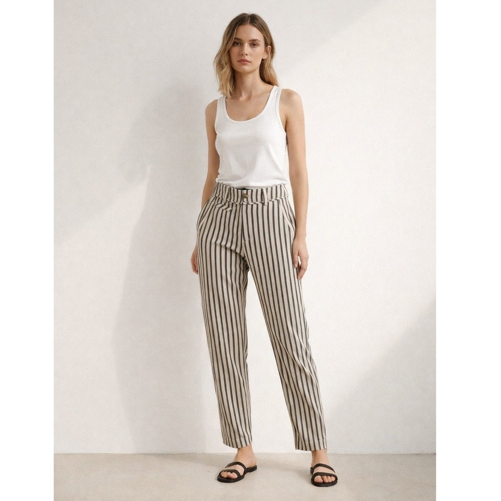 RO&DE noir Pants Cream‎ Striped Tapered 100% Cotton Size S
